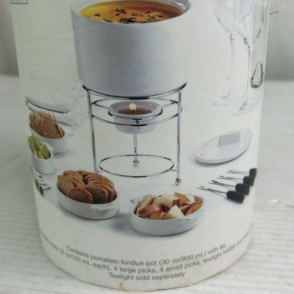 Pier 1 Imports White Stackable Fondue Set NIB